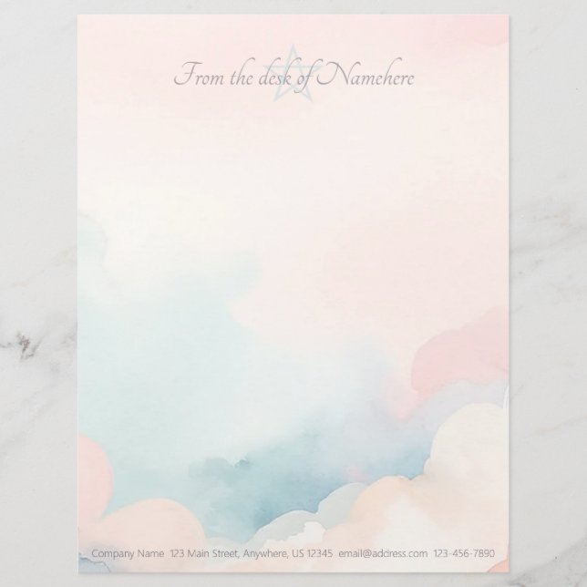 Create Your Own Watercolor Sunset Clouds Letterhead (Front)