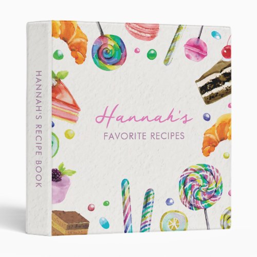 Create Your Own Watercolor Sweet Treats Recipe 3 Ring Binder