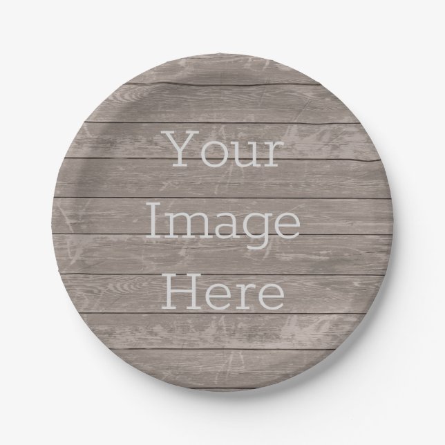 Create Your Own weathered rustic wooden plank Paper Plates (Front)