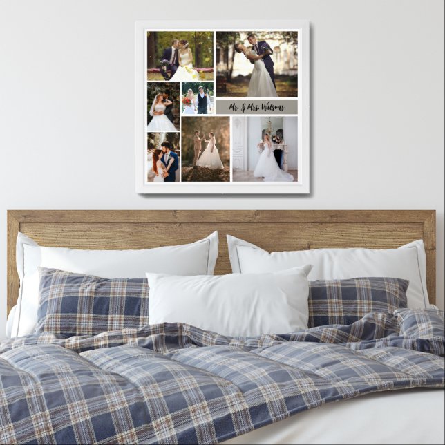 Create Your Own Wedding Collage - 7 Photos Framed Art (Bedroom)