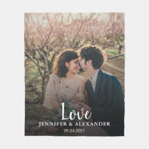 Create your own wedding engagement ccouple photo fleece blanket