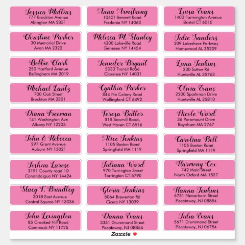 Create Your Own Wedding Guest Address Black Pink Sticker