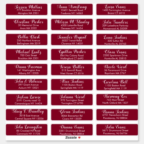 Create Your Own Wedding Guest Address Burgundy Red Sticker