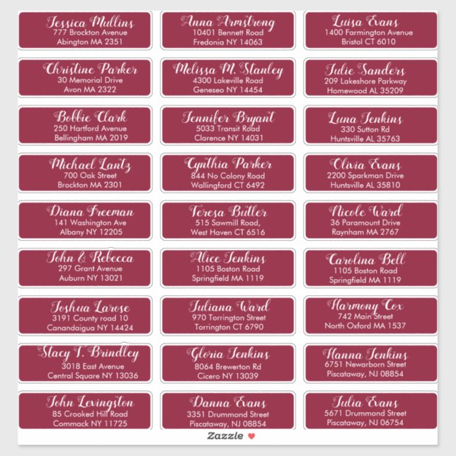 Create Your Own Wedding Guest Address Burgundy Red Sticker (Sheet)
