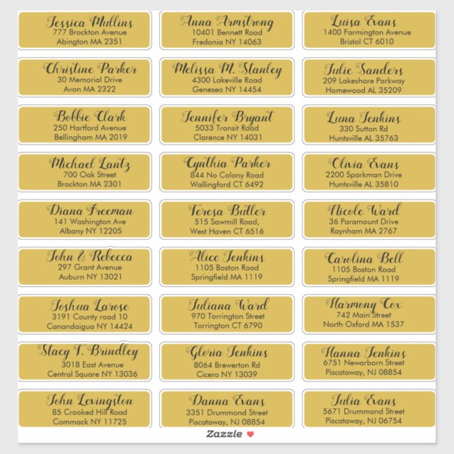 Create Your Own Wedding Guest Address Gold Black Sticker (Sheet)