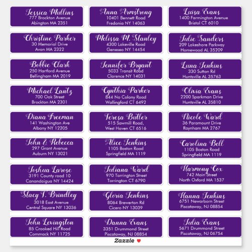 Create Your Own Wedding Guest Address Royal Purple Sticker