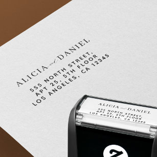 Create your own wedding names return address self-inking stamp