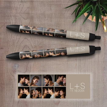 Create Your Own Wedding Photo Collage Monogram Black Ink Pen by JustWeddings at Zazzle