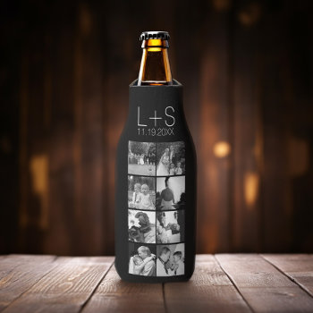 Create Your Own Wedding Photo Collage Monogram Bottle Cooler by JustWeddings at Zazzle