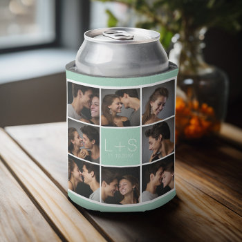 Create Your Own Wedding Photo Collage Monogram Can Cooler by JustWeddings at Zazzle