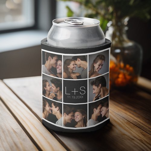 Create Your Own Wedding Photo Collage Monogram Can Cooler