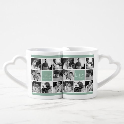 Create Your Own Wedding Photo Collage Monogram Coffee Mug Set