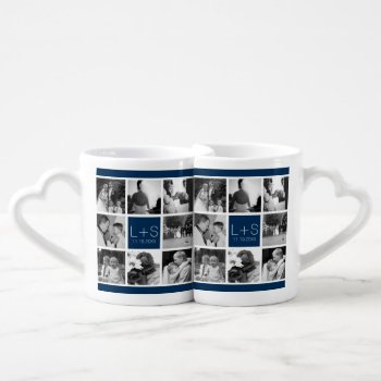 Create Your Own Wedding Photo Collage Monogram Coffee Mug Set by JustWeddings at Zazzle