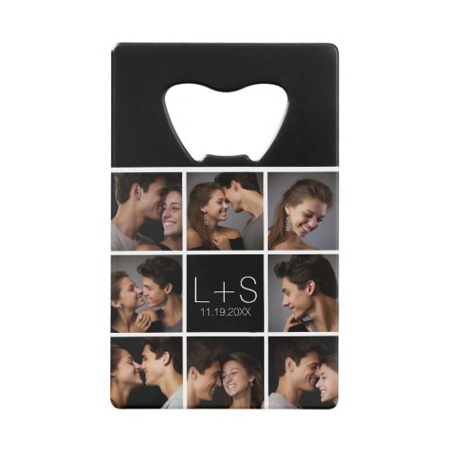Create Your Own Wedding Photo Collage Monogram Credit Card Bottle Opener