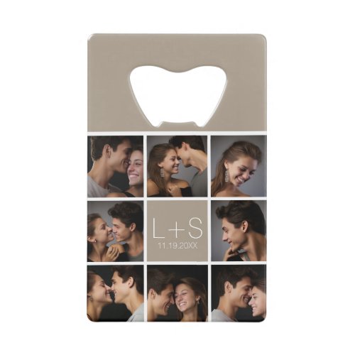 Create Your Own Wedding Photo Collage Monogram Credit Card Bottle Opener