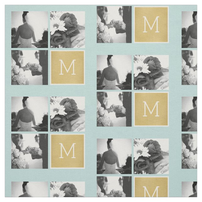 Create Your Own Wedding Photo Collage Monogram Fabric (Swatch)