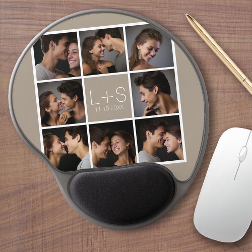 Create Your Own Wedding Photo Collage Monogram Gel Mouse Pad