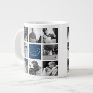 Create Your Own Wedding Photo Collage Monogram Giant Coffee Mug