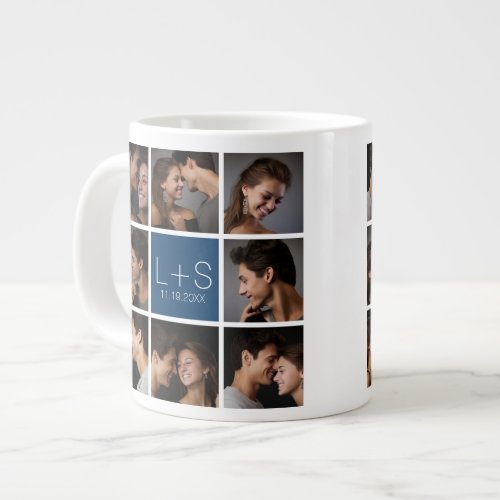 Create Your Own Wedding Photo Collage Monogram Giant Coffee Mug
