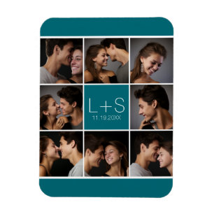 Create Your Own Wedding Photo Collage Monogram Magnet
