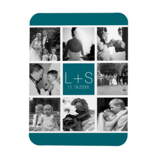 Create Your Own Wedding Photo Collage Monogram Magnet