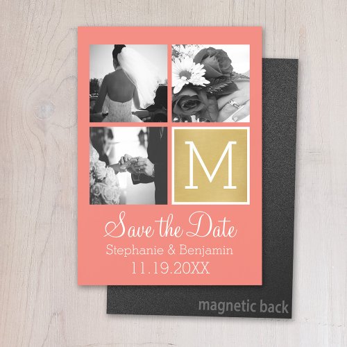 Create Your Own Wedding Photo Collage Monogram Magnetic Invitation