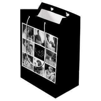 Create Your Own Wedding Photo Collage Monogram Medium Gift Bag