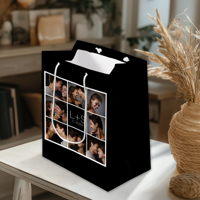 Create Your Own Wedding Photo Collage Monogram Medium Gift Bag (Custom Gift Bag)