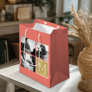 Create Your Own Wedding Photo Collage Monogram Medium Gift Bag