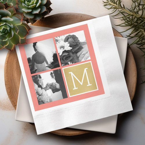 Create Your Own Wedding Photo Collage Monogram Napkins