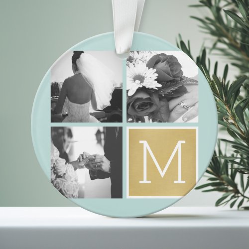Create Your Own Wedding Photo Collage Monogram Ornament