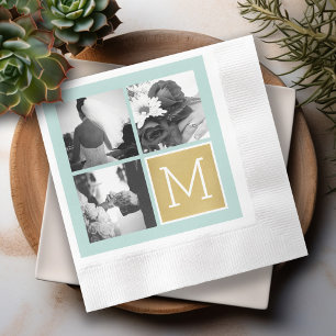 Create Your Own Wedding Photo Collage Monogram Paper Napkins