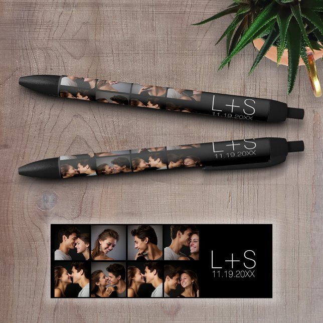 Create Your Own Wedding Photo Collage Monogram Pen (Personalized writing pens with a photo collage and text)