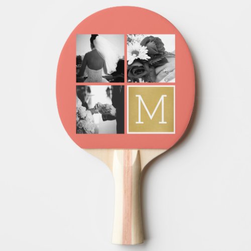 Create Your Own Wedding Photo Collage Monogram Ping_Pong Paddle