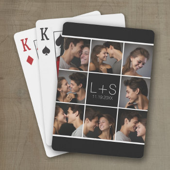 Create Your Own Wedding Photo Collage Monogram Playing Cards by JustWeddings at Zazzle