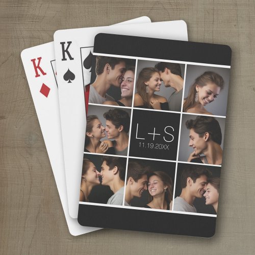 Create Your Own Wedding Photo Collage Monogram Playing Cards