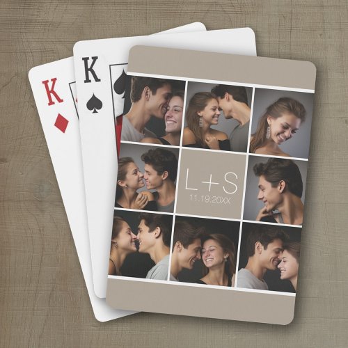 Create Your Own Wedding Photo Collage Monogram Poker Cards