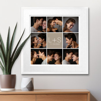 Create Your Own Wedding Photo Collage Monogram Poster by JustWeddings at Zazzle