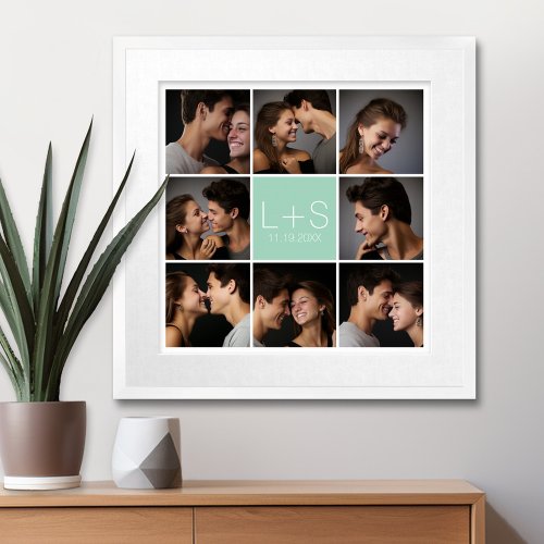 Create Your Own Wedding Photo Collage Monogram Poster