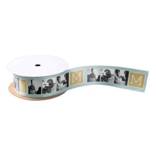 Create Your Own Wedding Photo Collage Monogram Satin Ribbon