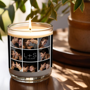 Create Your Own Wedding Photo Collage Monogram Scented Candle by JustWeddings at Zazzle