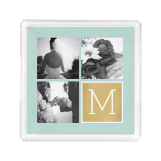 Create Your Own Wedding Photo Collage Monogram Serving Tray