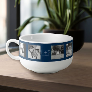 Create Your Own Wedding Photo Collage Monogram Soup Mug by JustWeddings at Zazzle