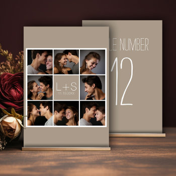 Create Your Own Wedding Photo Collage Monogram Table Number by JustWeddings at Zazzle