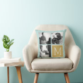 Create Your Own Wedding Photo Collage Monogram Throw Pillow (Chair)
