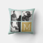 Create Your Own Wedding Photo Collage Monogram Throw Pillow (Back)
