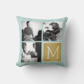 Create Your Own Wedding Photo Collage Monogram Throw Pillow (Front)