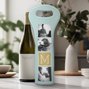 Create Your Own Wedding Photo Collage Monogram Wine Bag