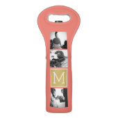 Create Your Own Wedding Photo Collage Monogram Wine Bag (Front)
