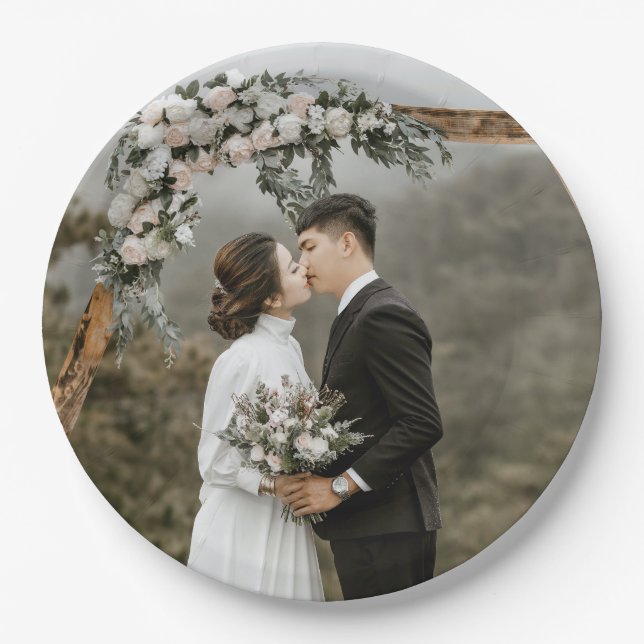 Create Your Own Wedding Photo Couple Paper Plates (Front)